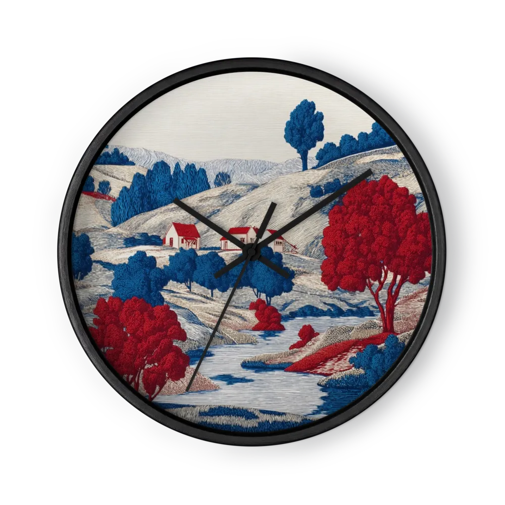 Crimson Foliage in Blue Hills | Wall Clock