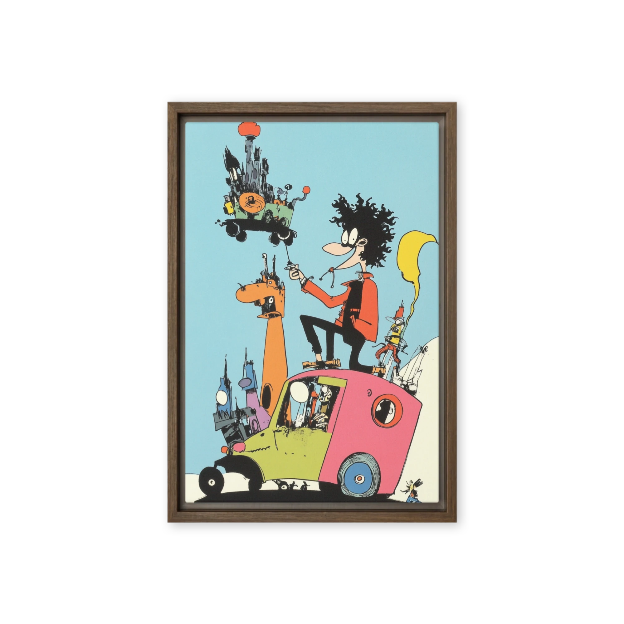 Whimsical Character on Colorful Car