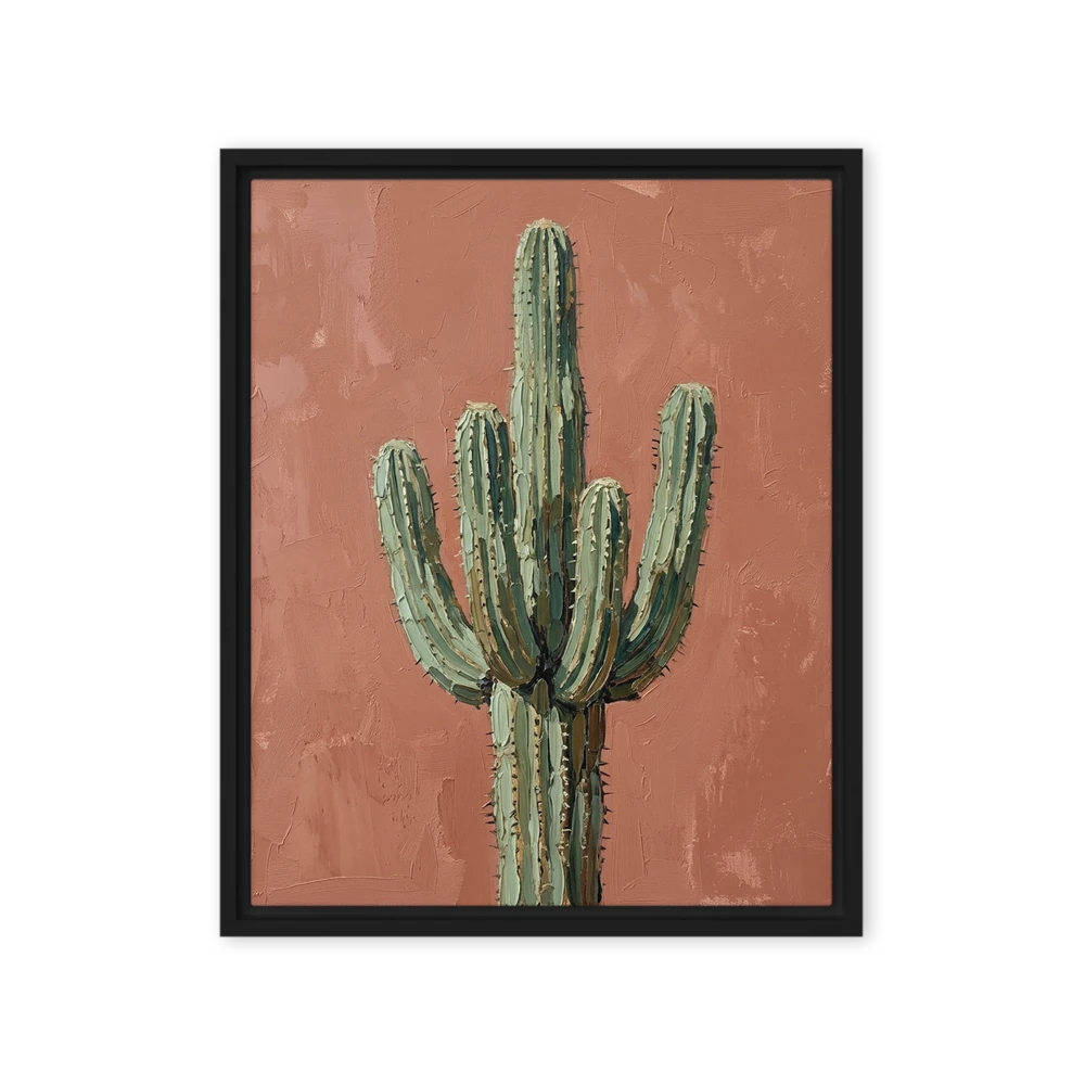 Terracotta Cactus Impasto | Art Print