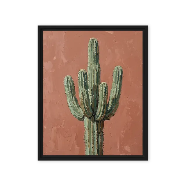 Terracotta Cactus Impasto | Art Print
