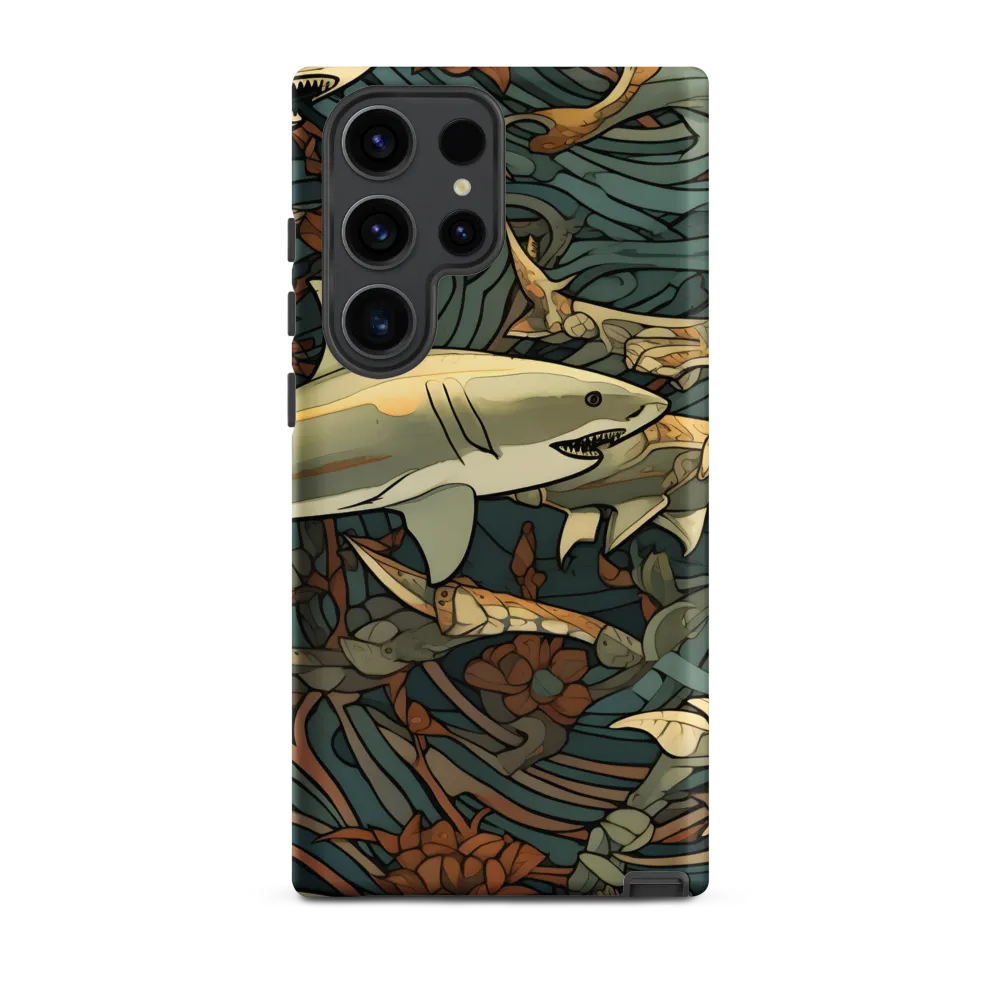 Shark and Floral Wave Illustration | Phone Case
