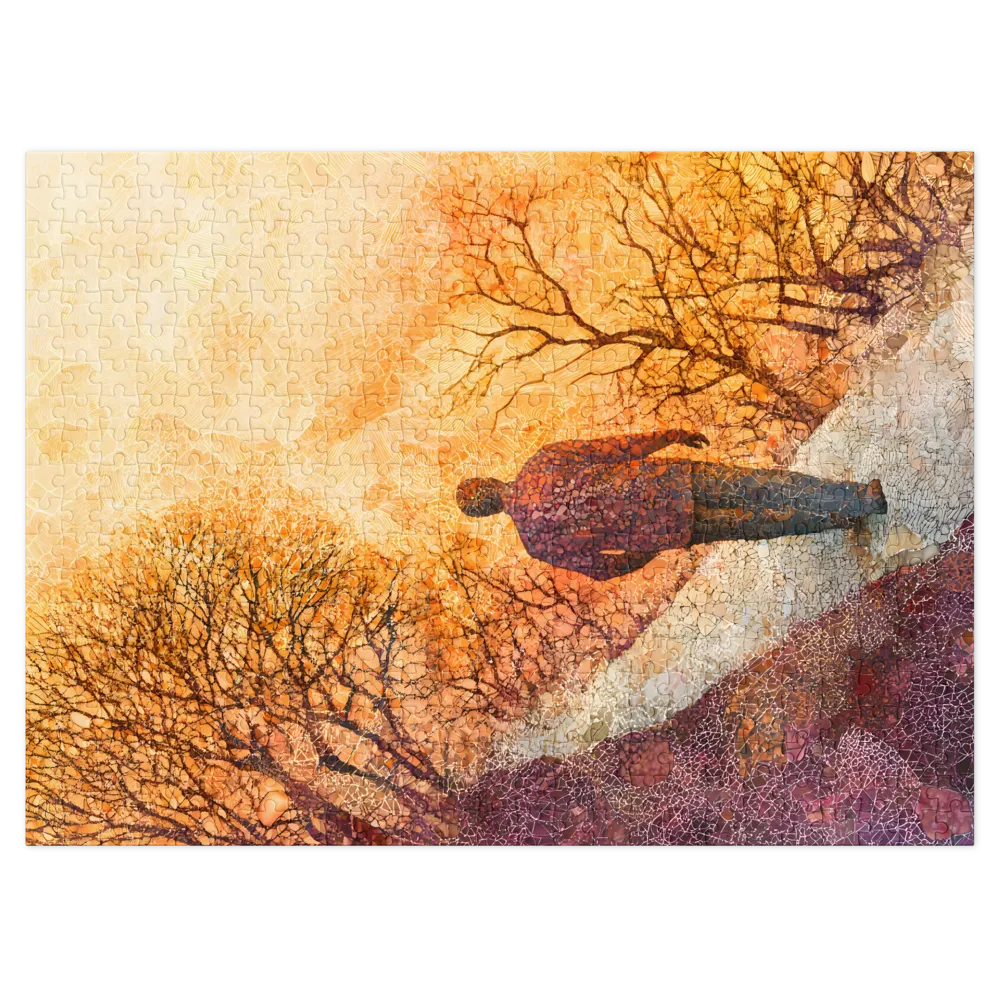 Solitary Man Walking in Abstract Landscape | Jigsaw Puzzle (252/520 pieces)