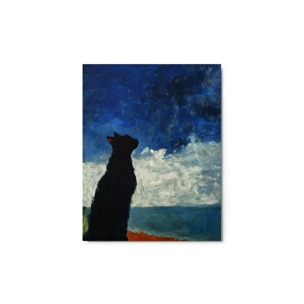 Stargazing Cat 
 Poster with Red oak Frame | 16″x 16″