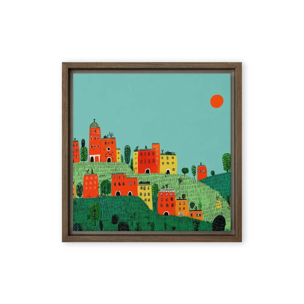 Sunlit Hillside Village | Art Print
