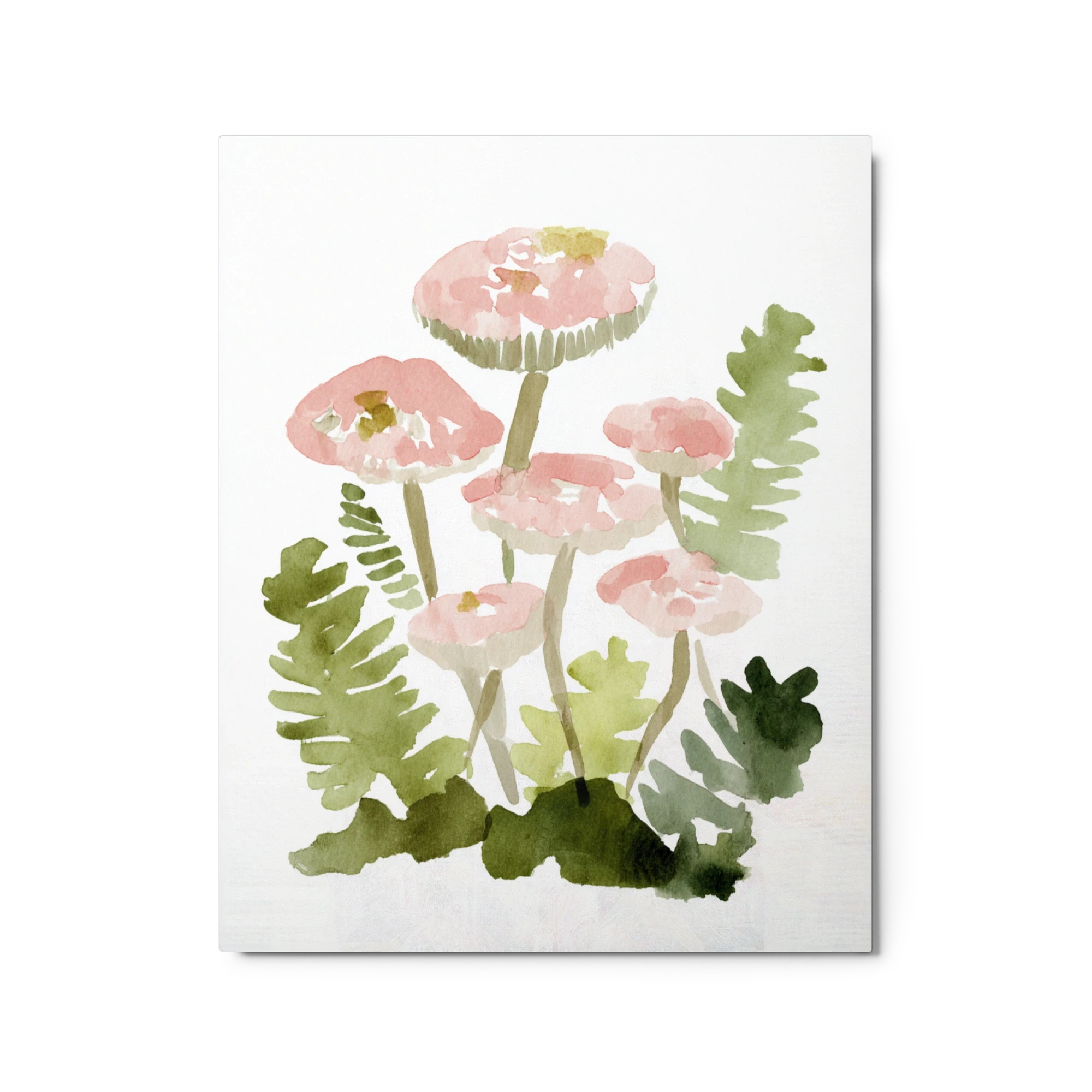 Pink Mushrooms and Ferns | Art Print