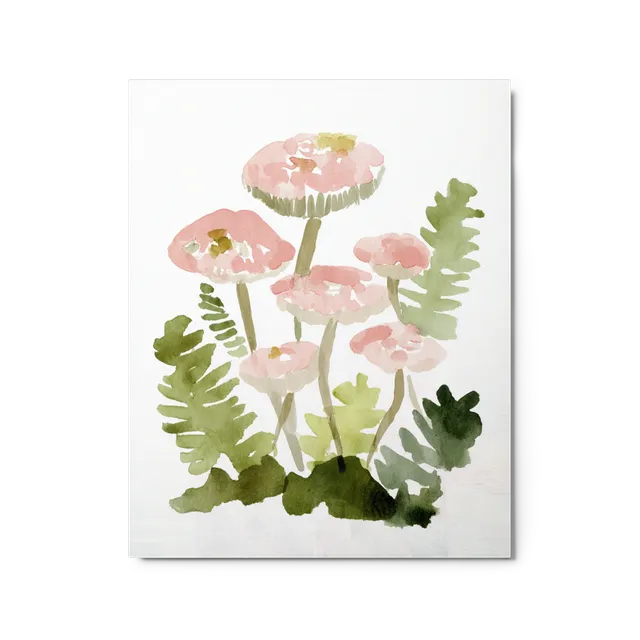 Pink Mushrooms and Ferns | Art Print