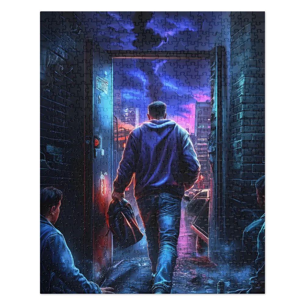 Gateway to the Neon City 
 Jigsaw Puzzle in Tin Box