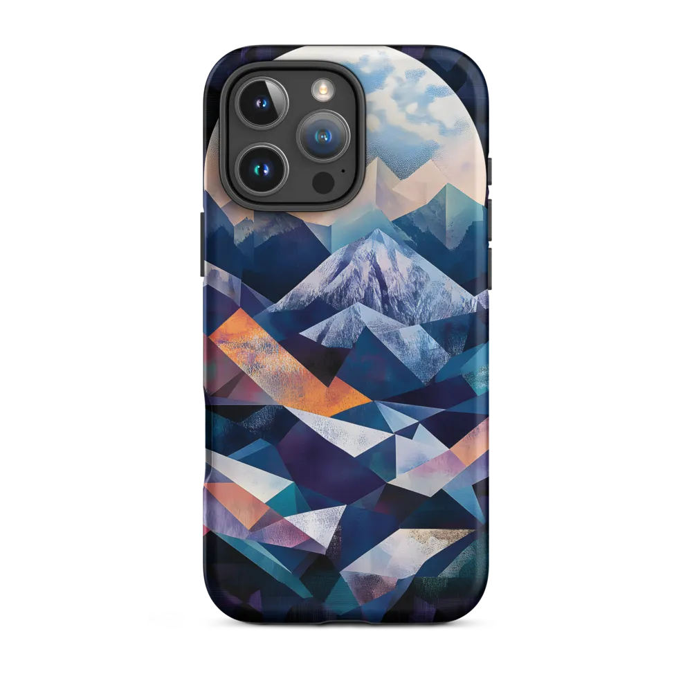 Geometric Mountains Under Full Moon | Phone Case