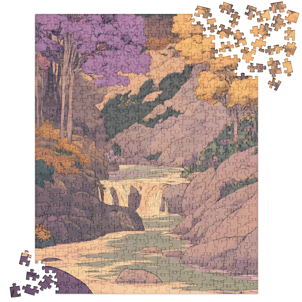 Serene Valley Falls 
 Jigsaw Puzzle