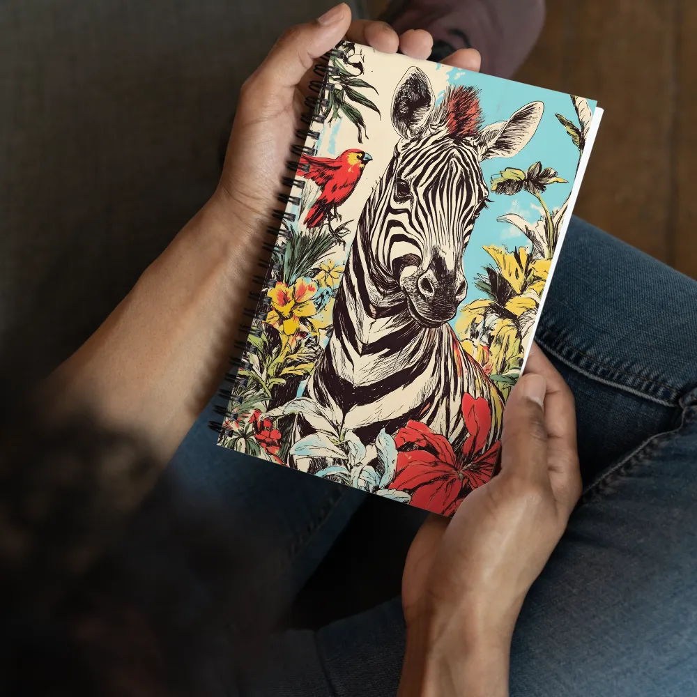 Tropical Zebra & Bird Illustration 
 Spiral Notebook | 140 pages