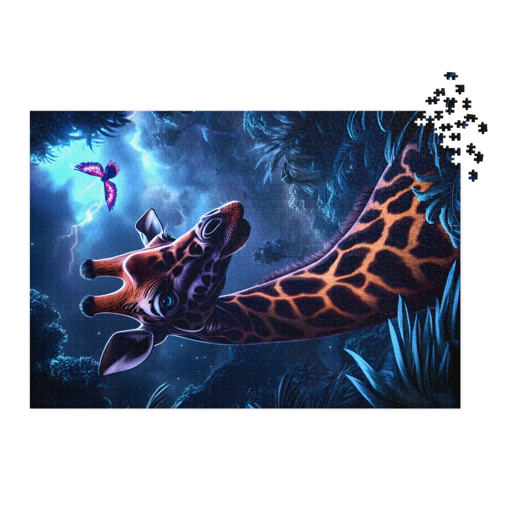 Girafa da Selva Noturna 
 Puzzle em caixa de metal