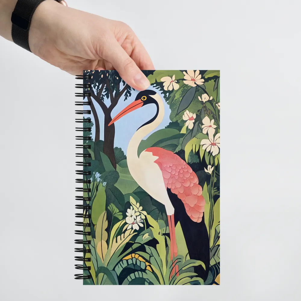 Heron in Tropical Foliage 
 Spiral Notebook | 140 pages
