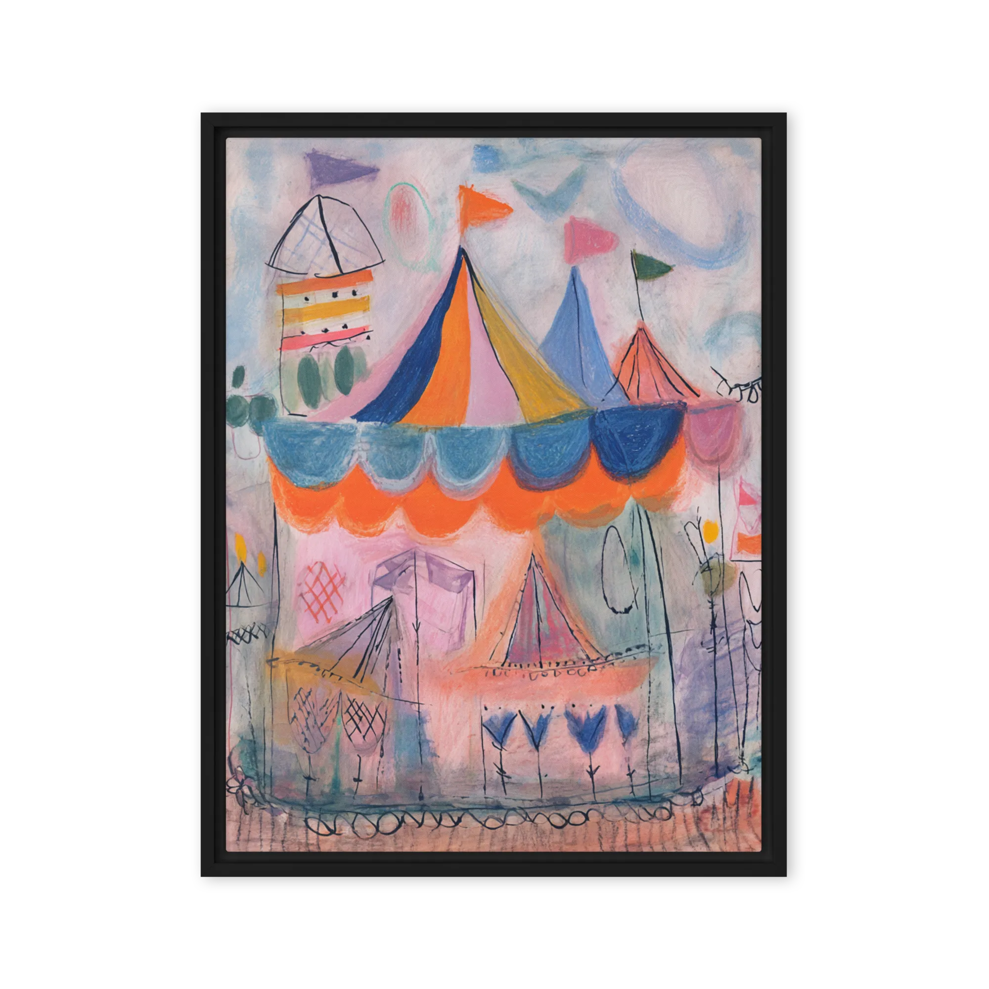 The Whimsical Circus 
 Canvas with White Frame