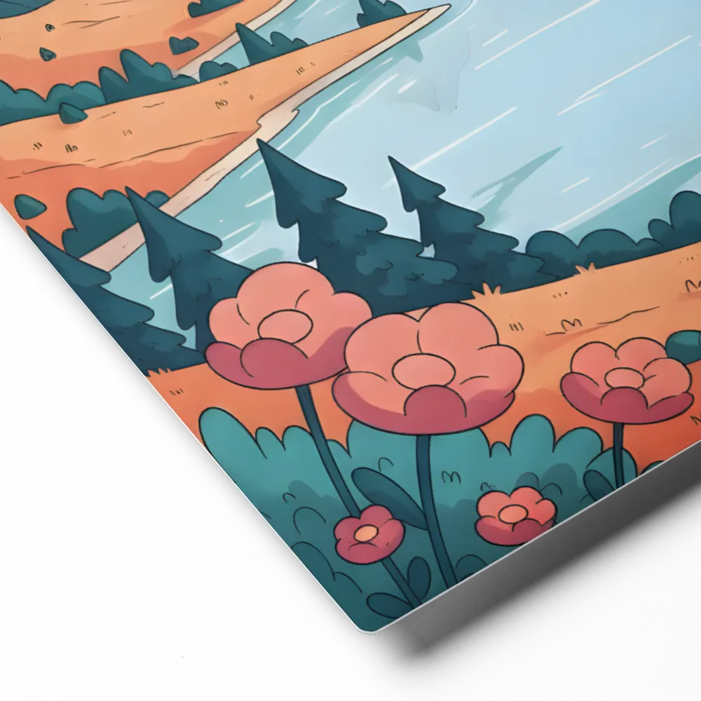 Serene Mountain Lake Path 
 Canvas | 8″x 8″