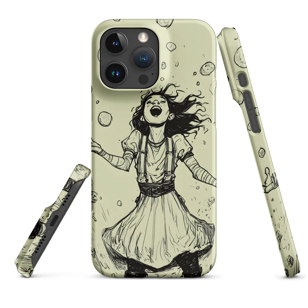 Joyful Girl with Bubbles Sketch | Phone Case