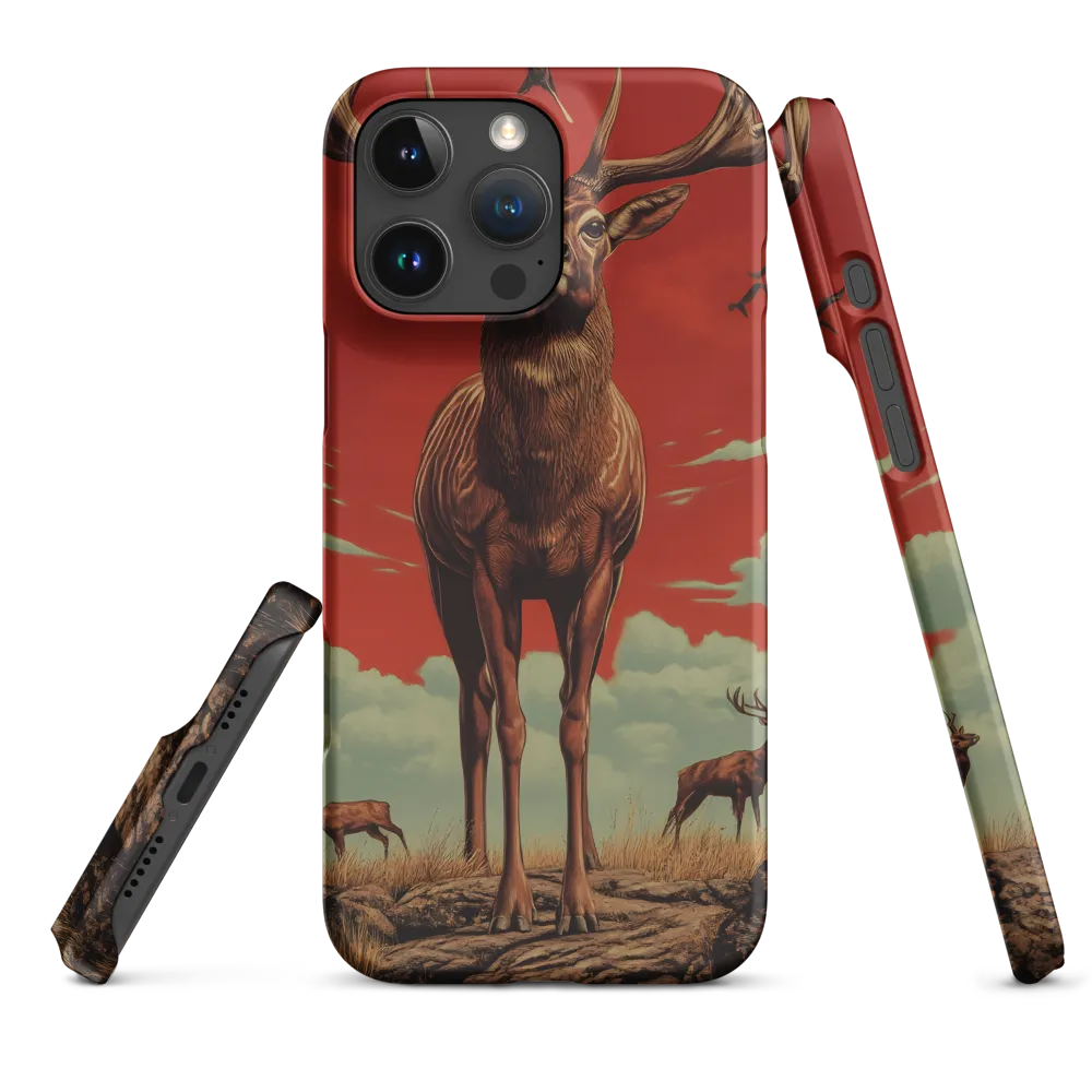 Majestic Deer in Red Sky Illustration | Phone Case
