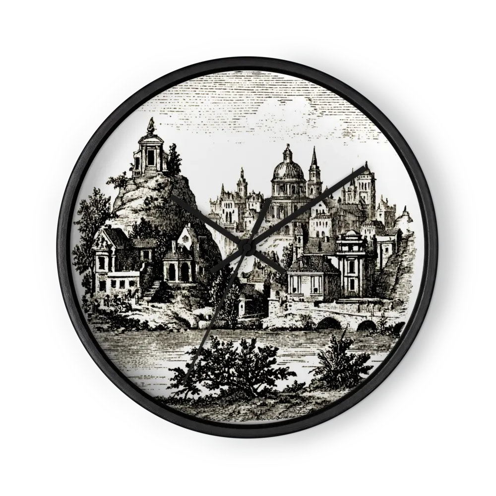 Classical Cityscape Engraving | Wall Clock
