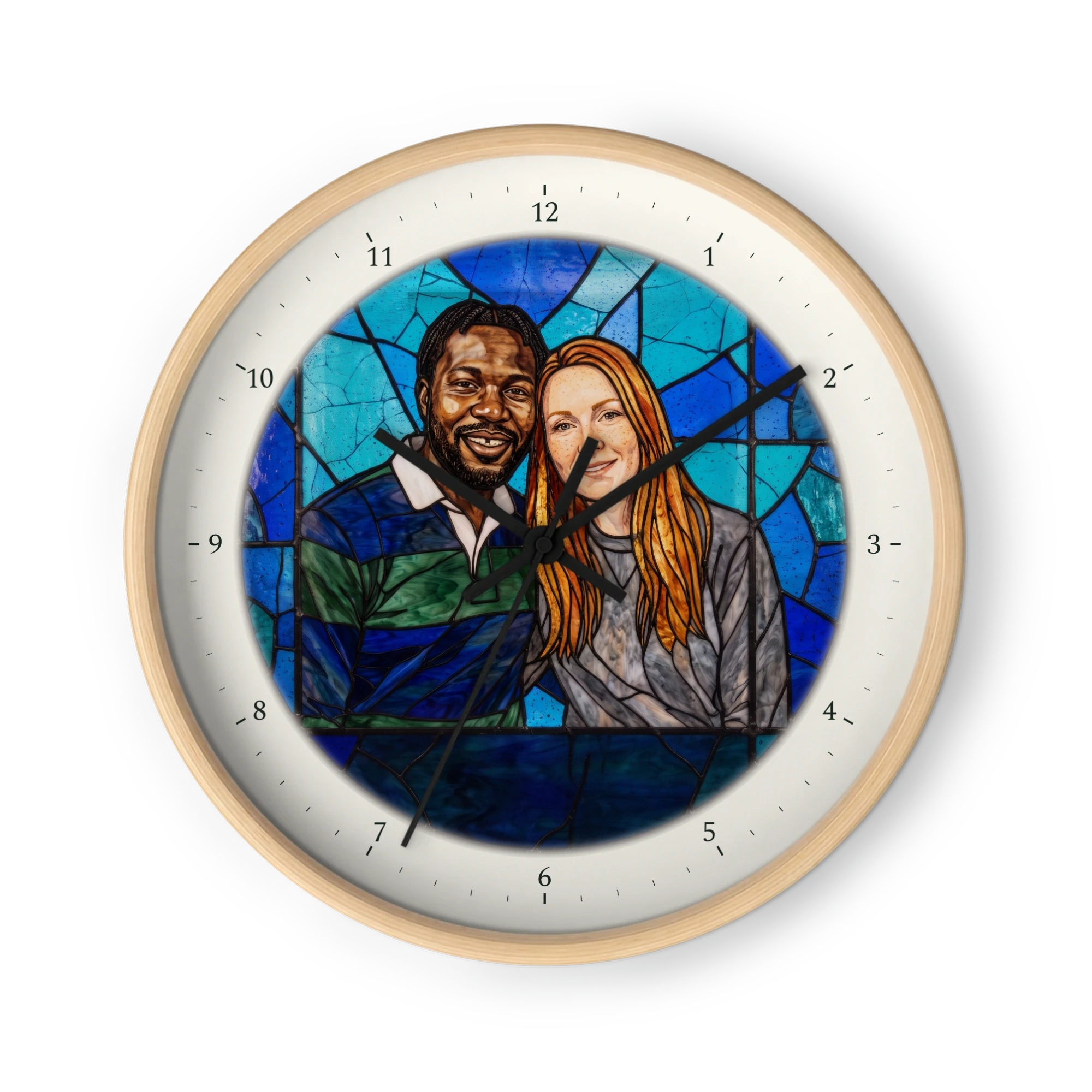Stained Glass Couple Portrait Clock