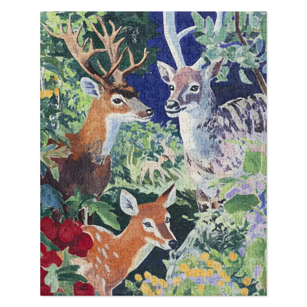 Deer in the Wild Forest 
 Jigsaw Puzzle in Tin Box