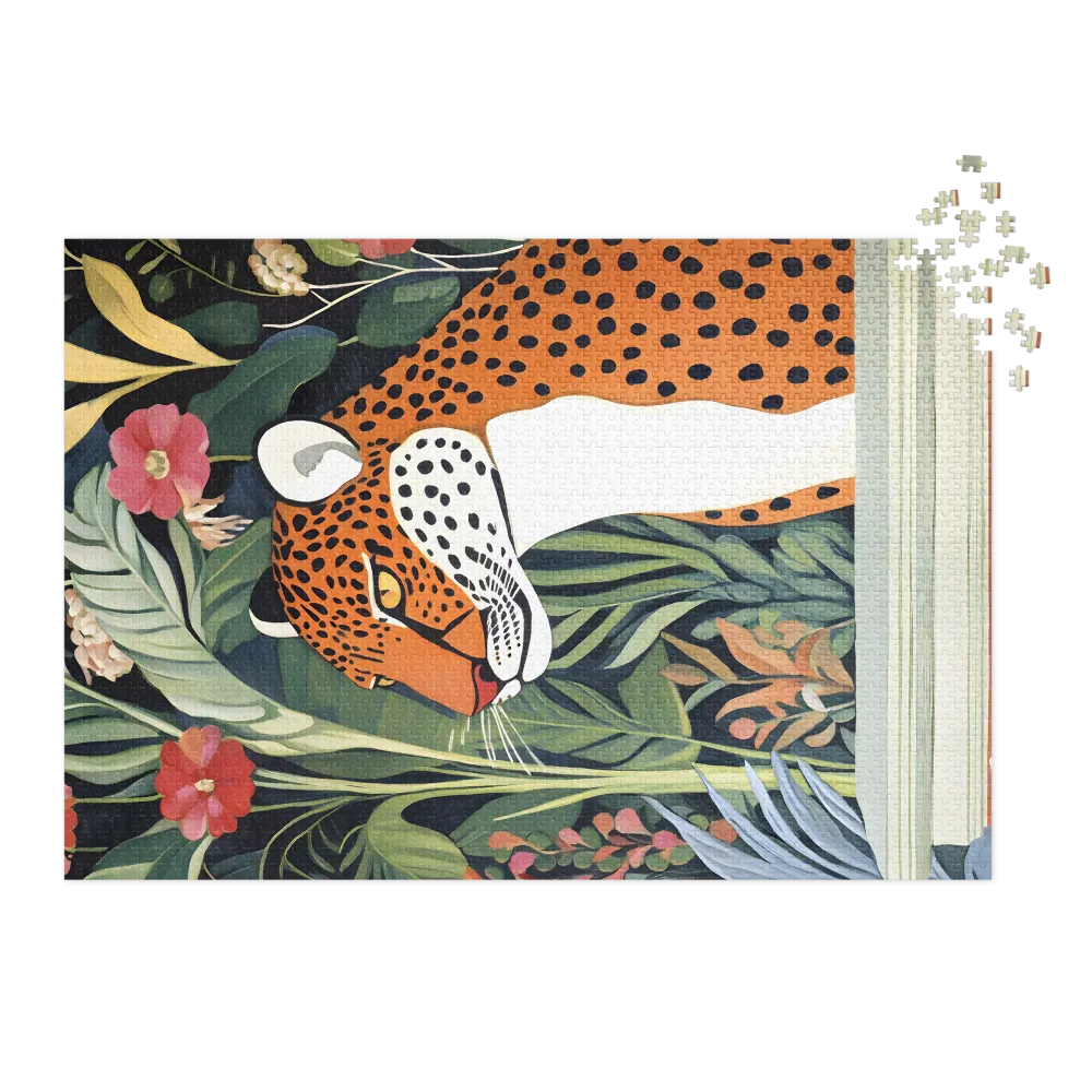 Stylized Leopard in Tropical Setting