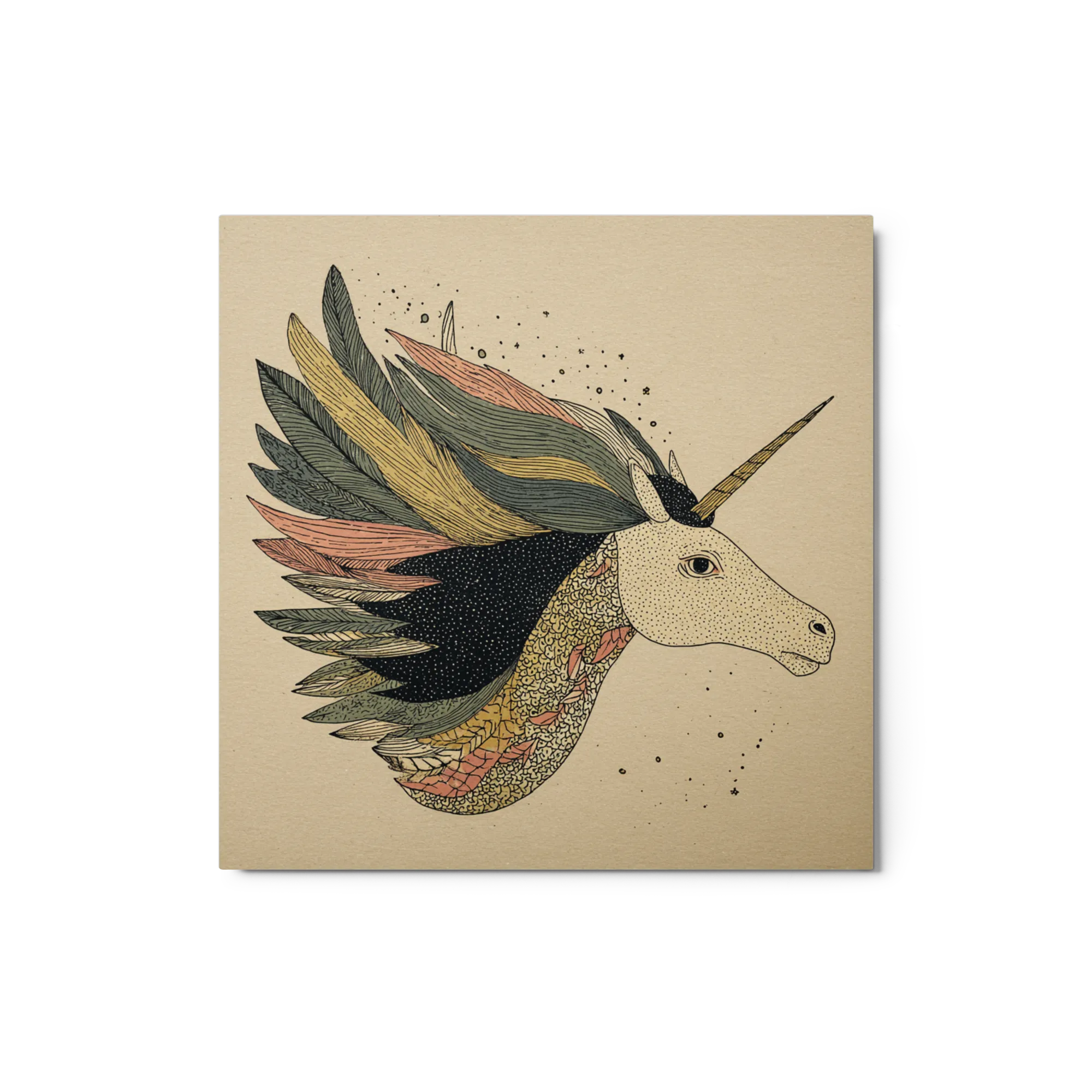 Stippled Unicorn Fantasy 
 Canvas | 18″x 18″