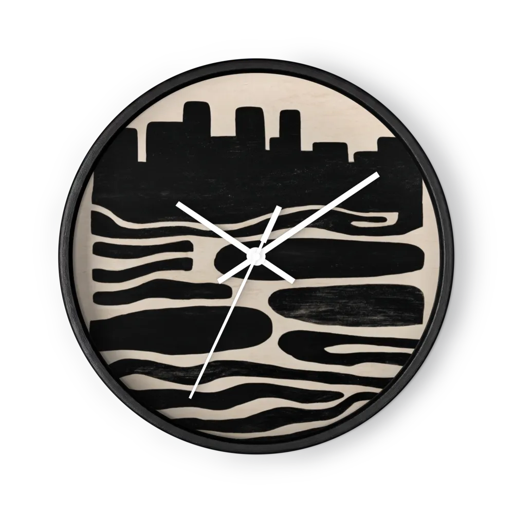 Primitive Biomorphic Minimalism Wall Clocks — Black Ink On Cream