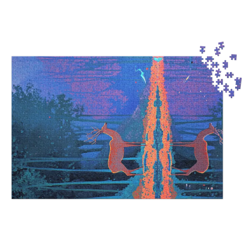Surreal Deer by Reflective Water