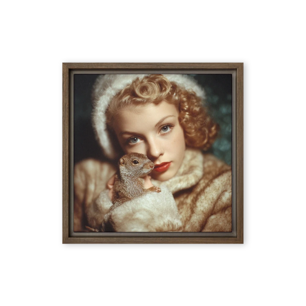 Woman with Small Mammal | Art Print