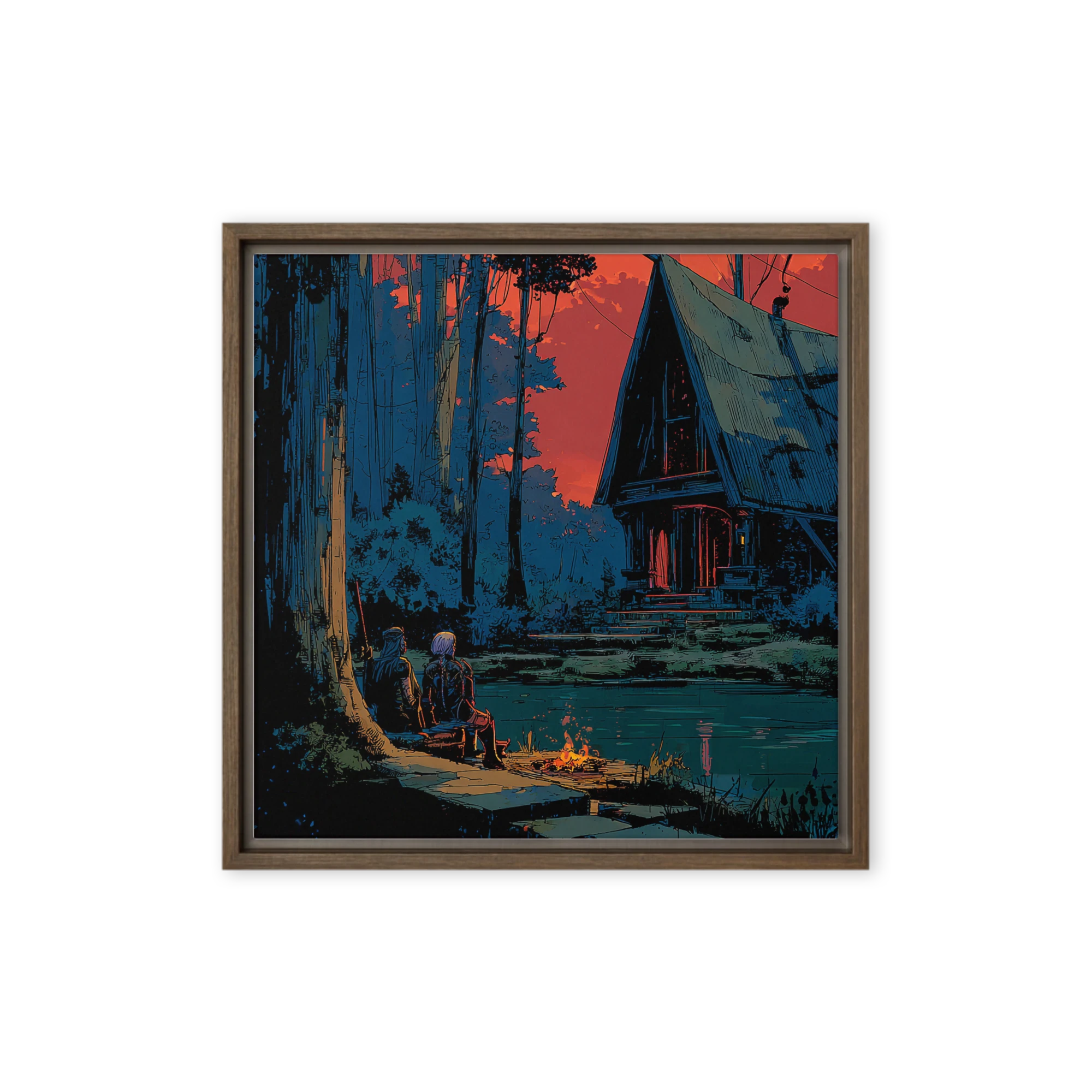 Forest Cabin Twilight | Art Print