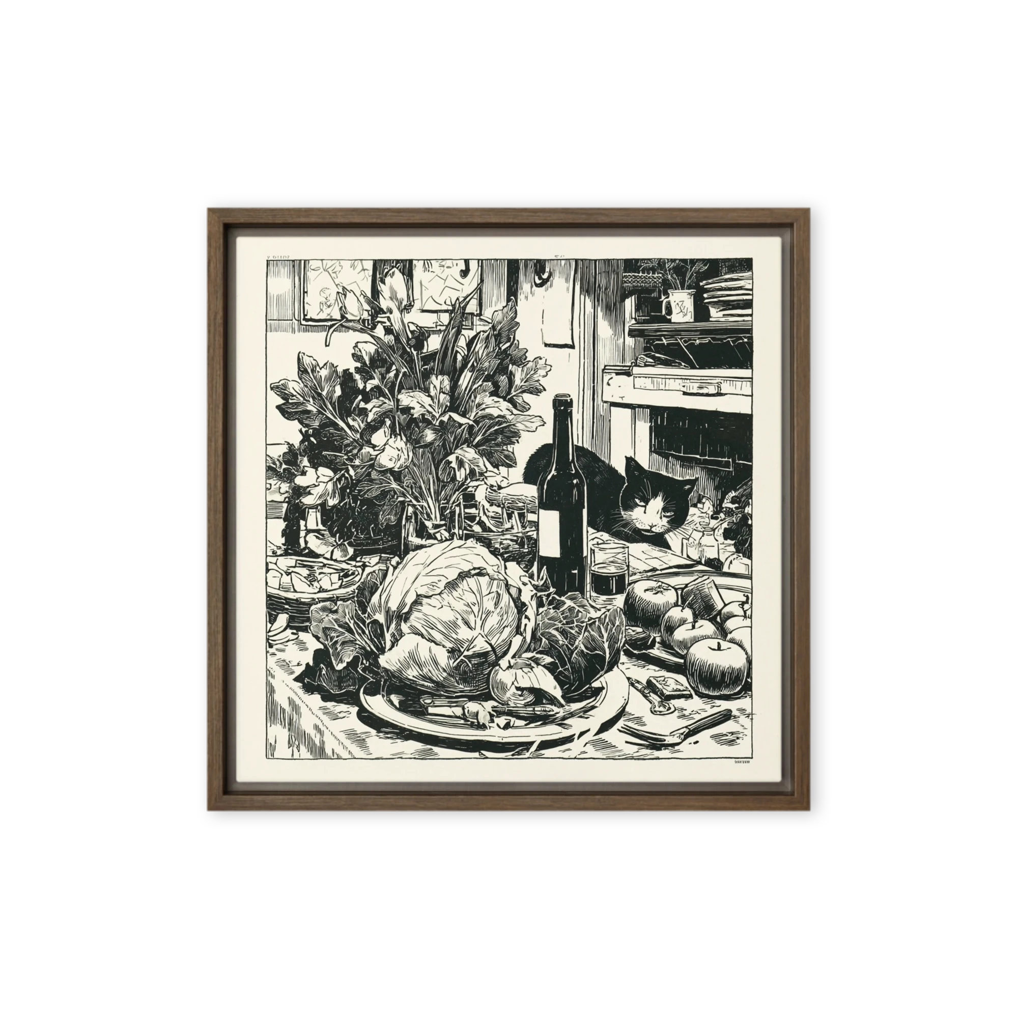 Still Life with Cabbage and Cat