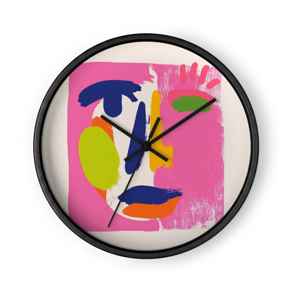 Pink Abstract Face | Wall Clock