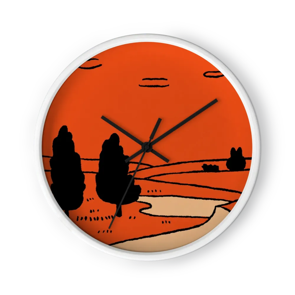 Orange Sunset Hills | Wall Clock