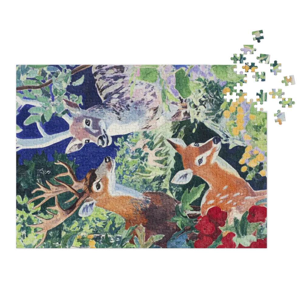 Cerfs dans la Forêt Sauvage 
 Puzzle en boite metallique