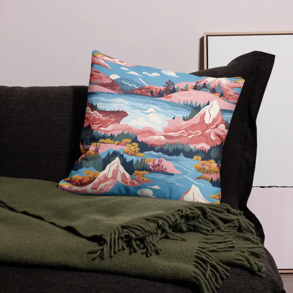 Fantastical Mountain Lake 
 Pillow Case | 20″×12″