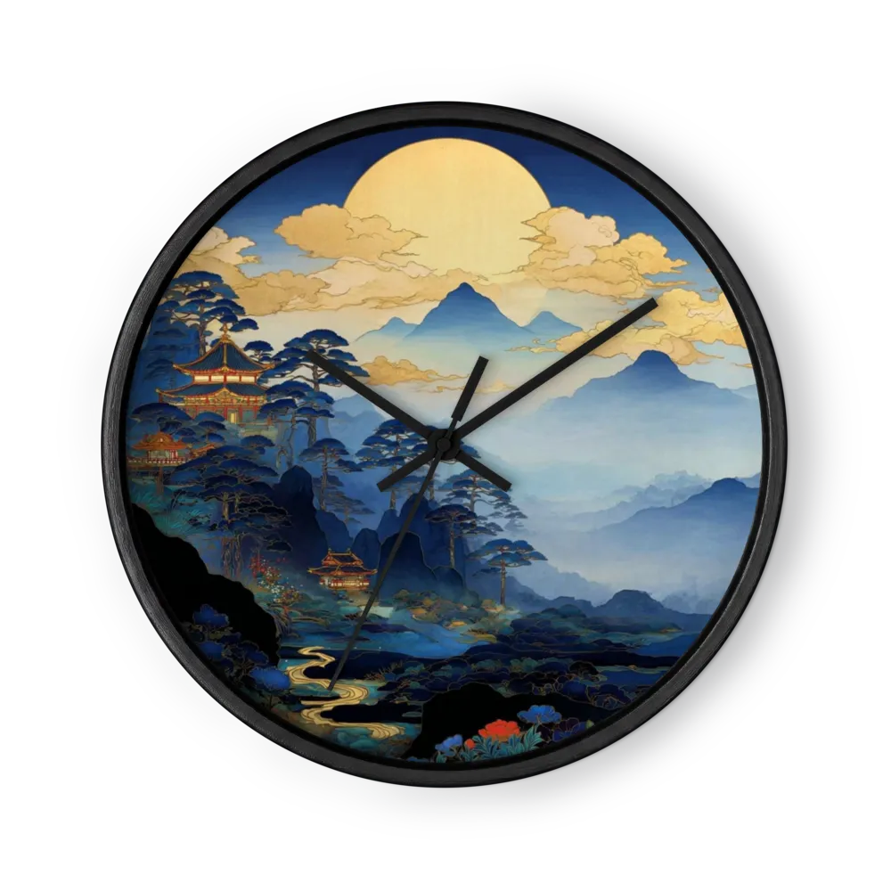 Moonlit Pagoda Realm | Wall Clock