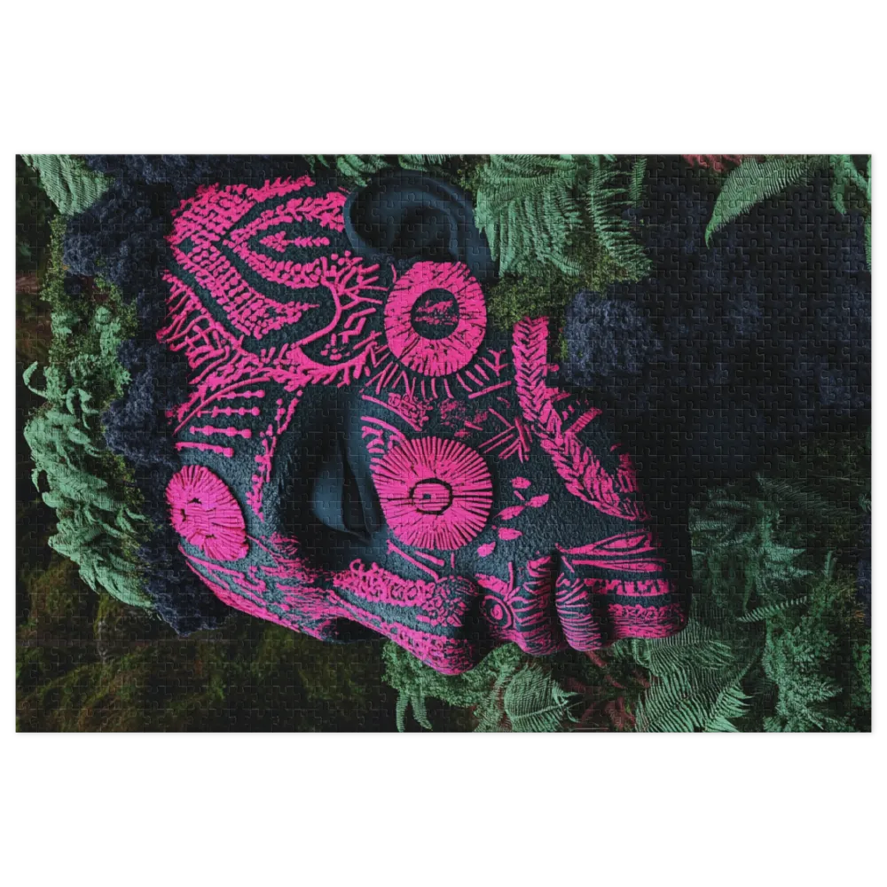 Surreal Pink Patterned Face in Nature | Jigsaw Puzzle (252/520 pieces)