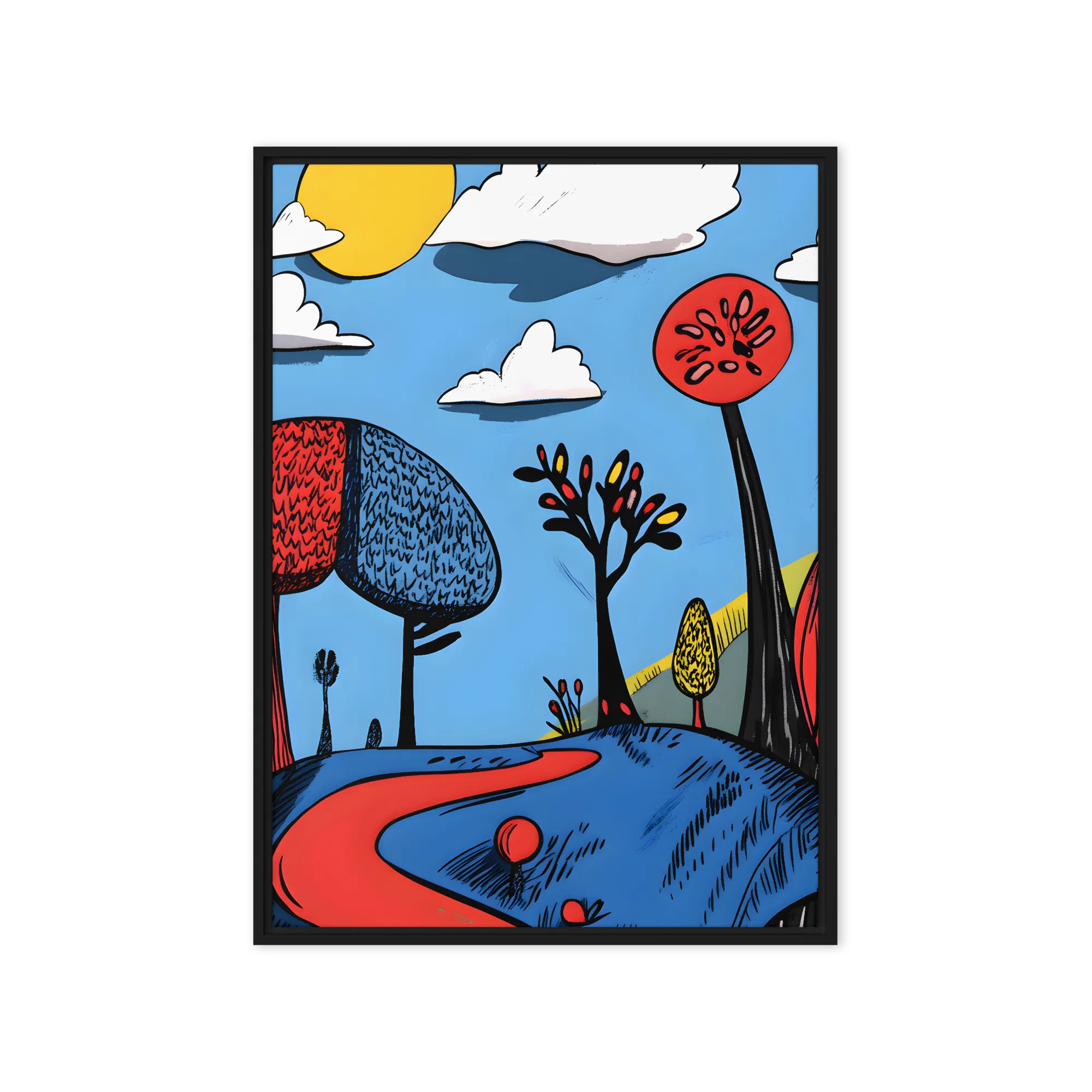 Vibrant Surreal Pathway 
 Canvas with White Frame