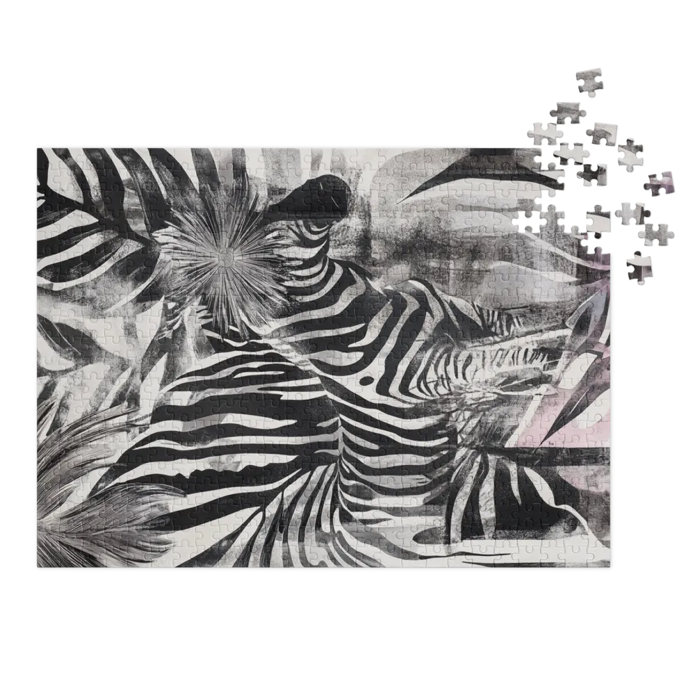 Zebra Folhagem Texturizada 
 Puzzle em caixa de metal