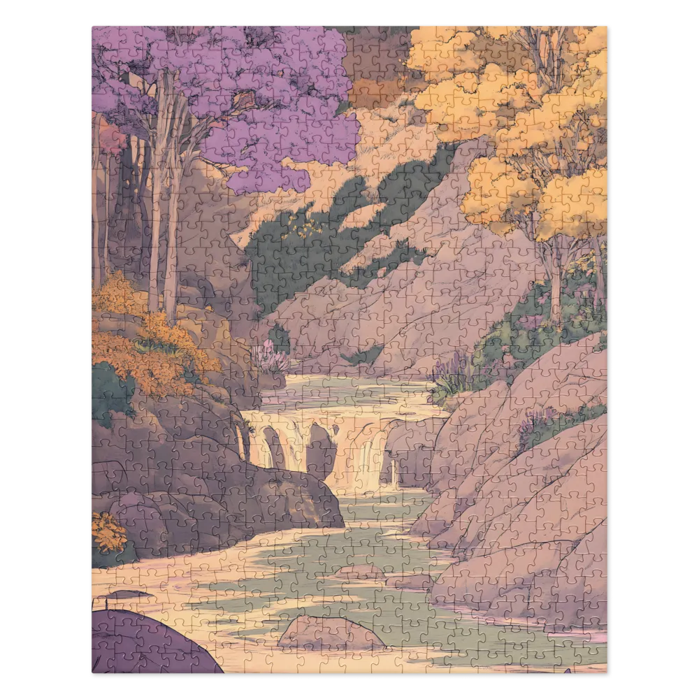 Serene Valley Falls 
 Jigsaw Puzzle
