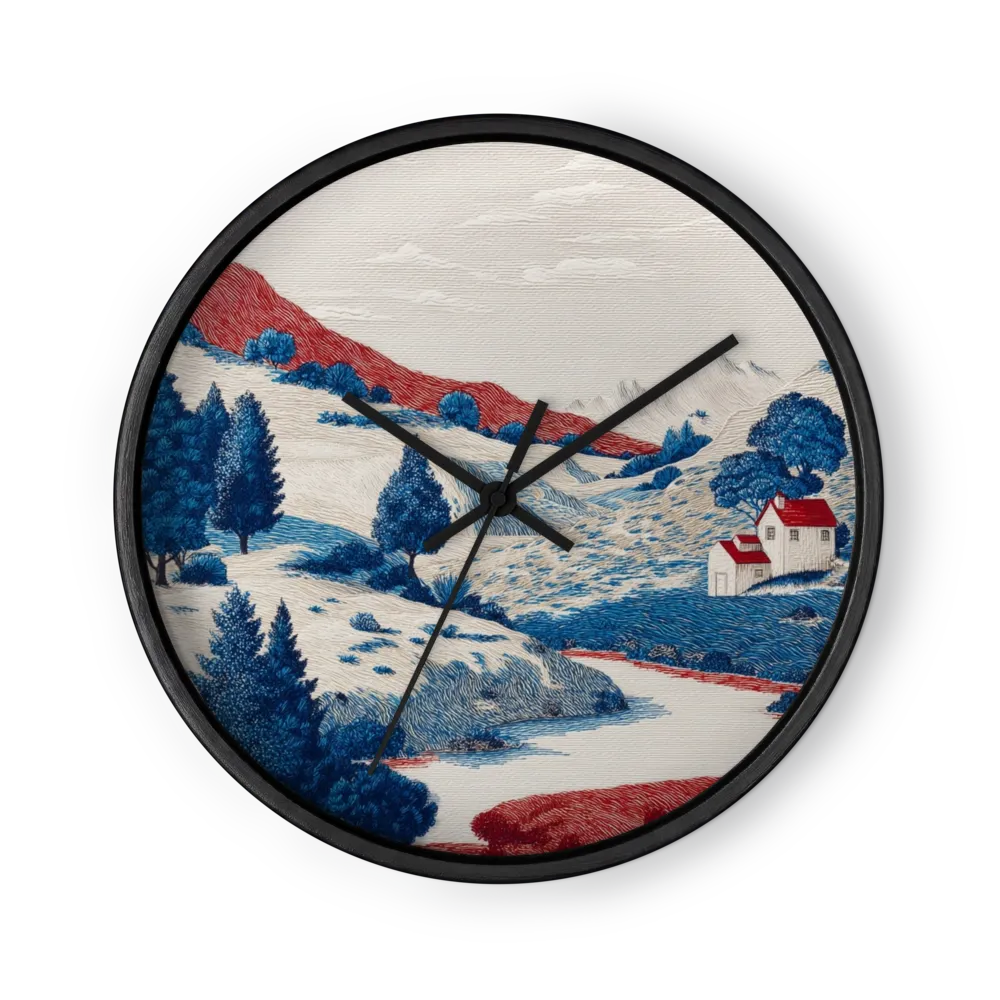 Crimson and Cobalt Hills | Wall Clock