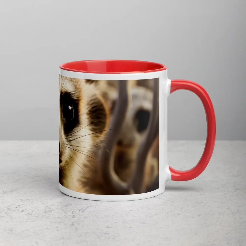 Curious Meerkat Portrait 
 Mug with Golden Yellow inside