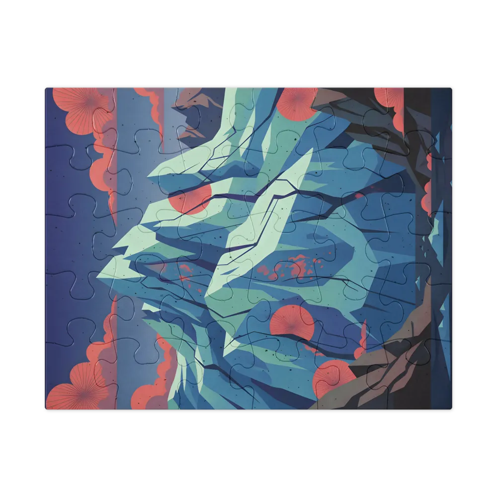 Geometric Mountain Vista 
 Jigsaw Puzzle in Tin Box