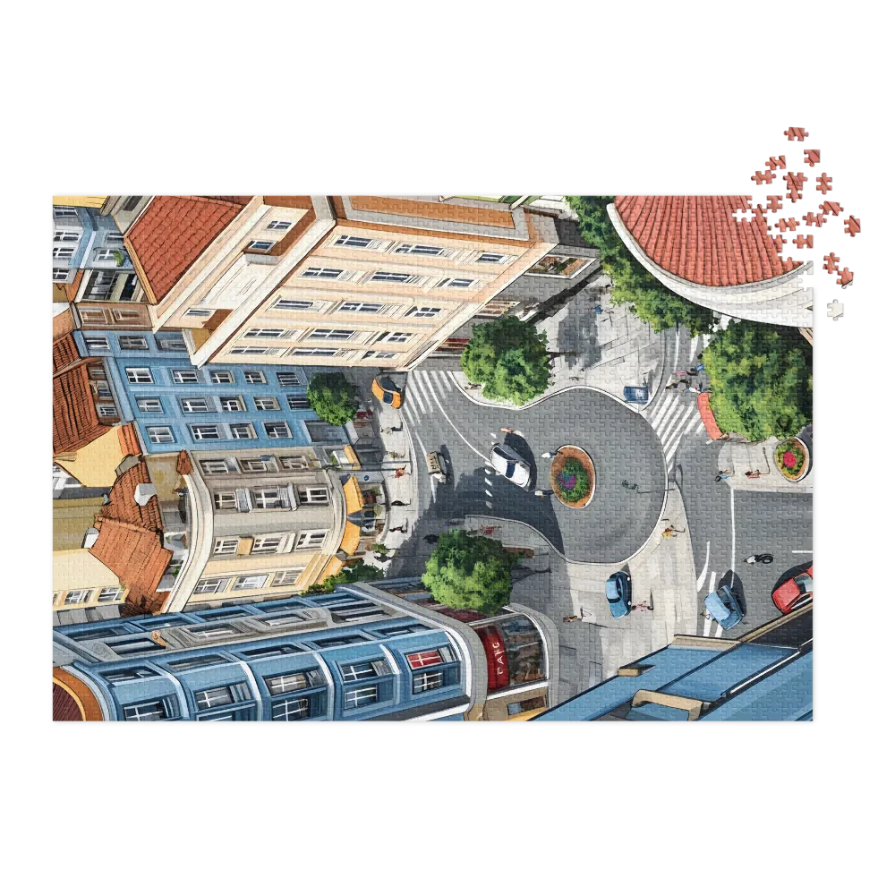Urban Roundabout 
 Jigsaw Puzzle in Tin Box