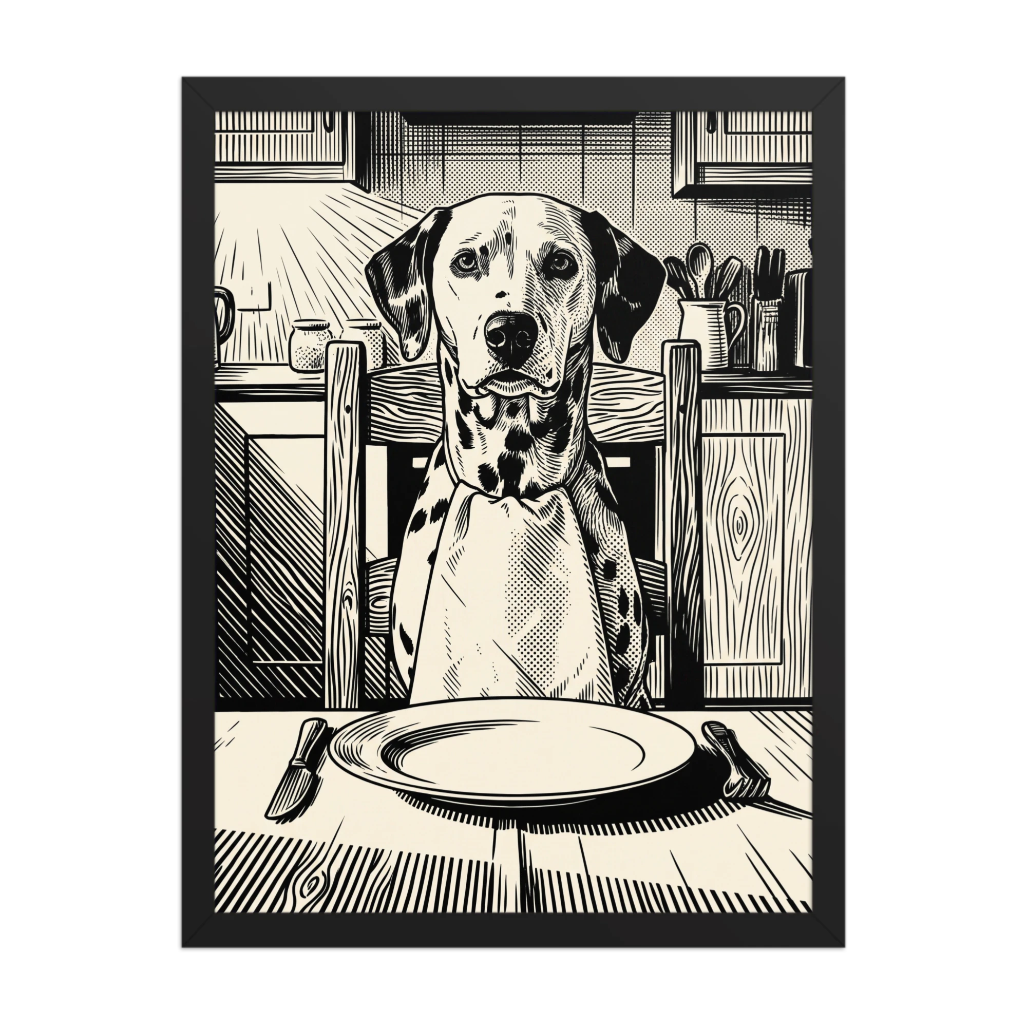 Dinner Table — Folk Linocut