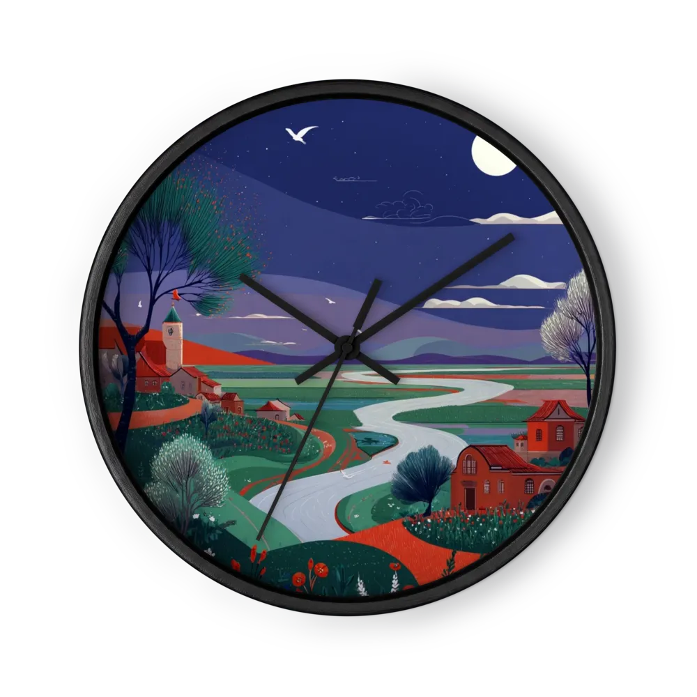 Moonlit River Landscape | Wall Clock