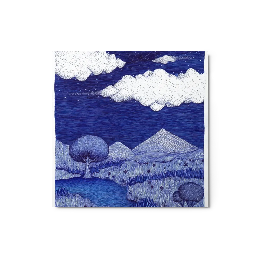 Indigo Valley Night 
 Poster with Black Frame | 10″x 10″