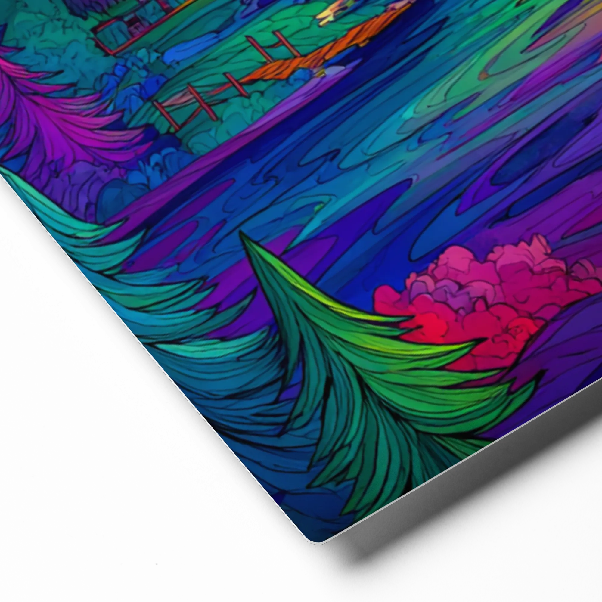 Neon Wilderness Sanctuary 
 Canvas with Black Frame