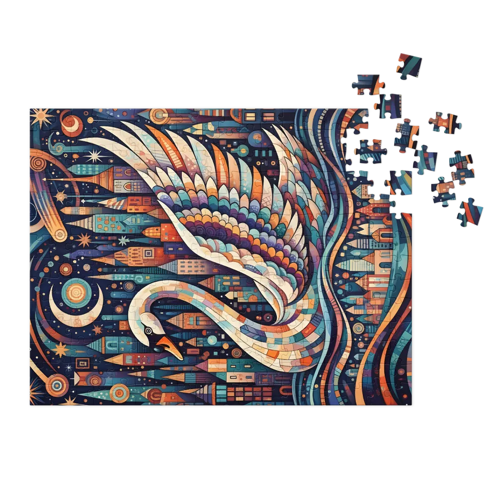 Starlit Mosaic Swan