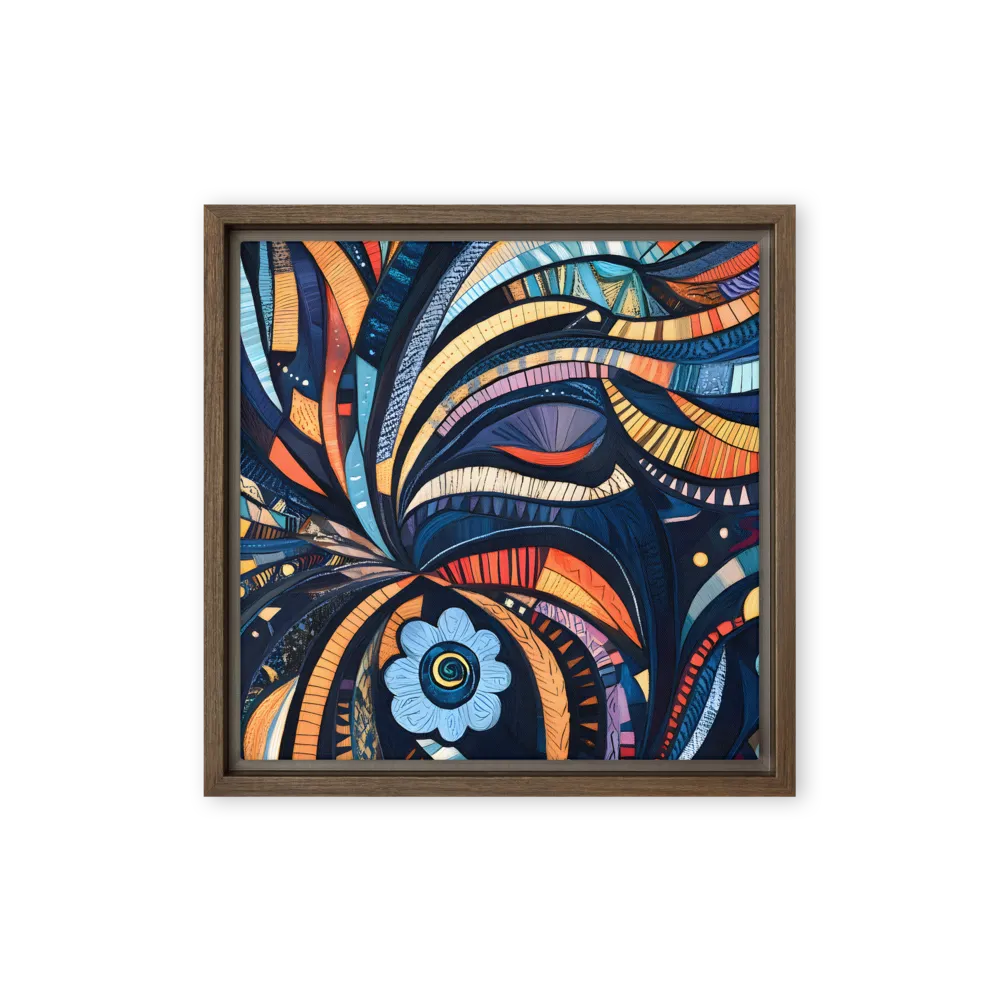 Luminous Abstract Bloom 
 Canvas with White Frame