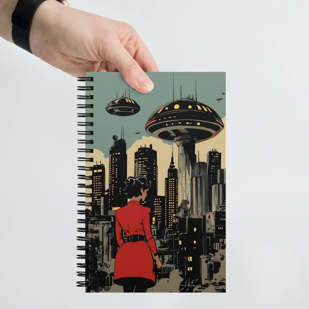 Retro-Futuristic Urban Vista 
 Spiral Notebook | 140 pages